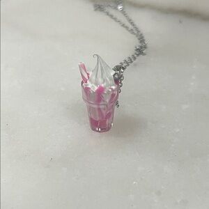 Pink and White Ice Cream Pendant Necklace